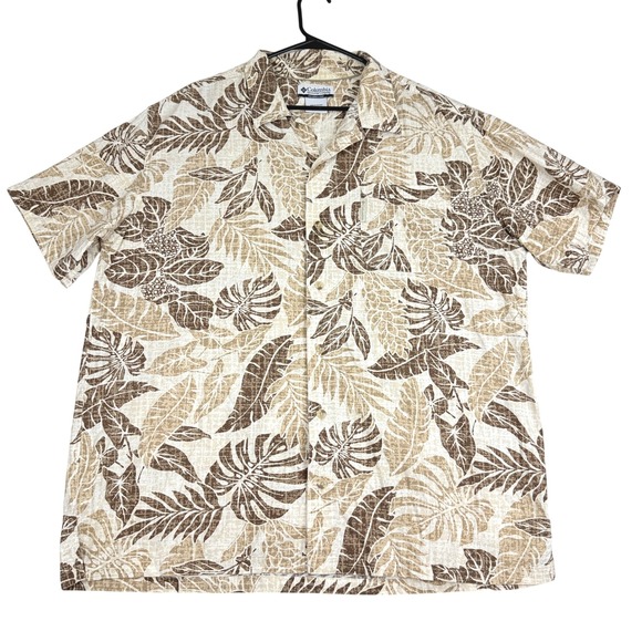 Columbia Other - Columbia Hawaiian Shirt Mens XL Tropical Leaf Print Short Sleeve Button Up